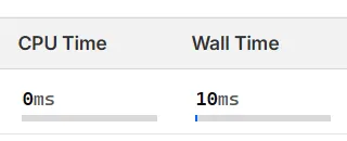 CPU time is the amount of time spent actually executing the code, while wall time is the time spent waiting (e.g. for the cache to load).
