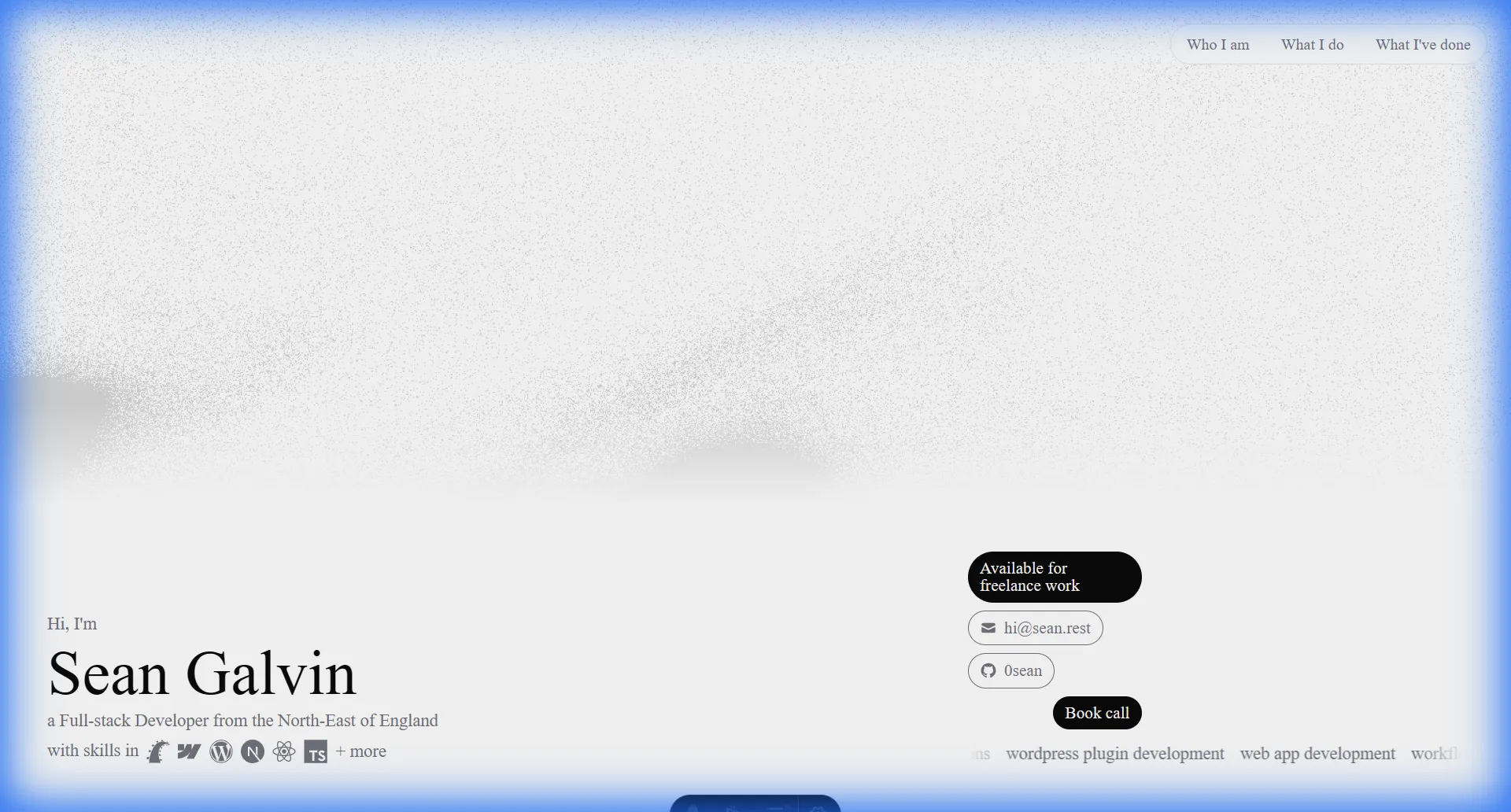 Ignore the blue glow - this was actually Antigravity's browser agent taking a screenshot of the site to check its own work. Pretty cool, except for the fact it didn't see even the pretty obvious mistakes it had made.